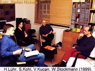 Interviewfoto von Stefan Nickels | H. Lhr, S. Kohl, V. Kucan, W. Stockmann (1999)